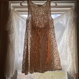 Free People Cream Lace Mini Dress